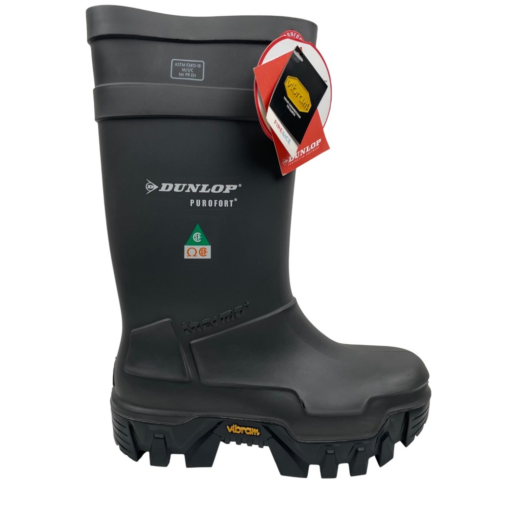 New Dunlop Purofort Boots Black Vibram Thermo Safety Work Vibram - Mens Size 7
